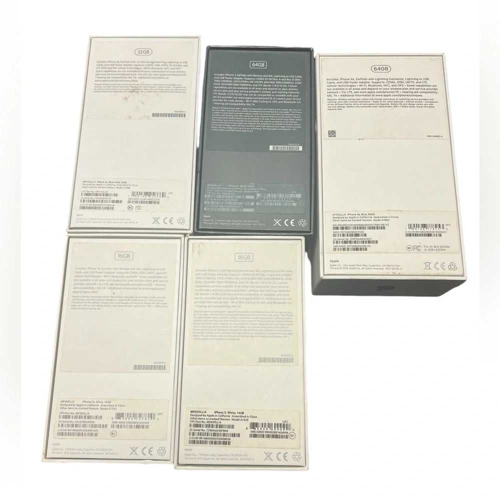 Lot of 5 EMPTY Assorted Apple iPhone boxes
